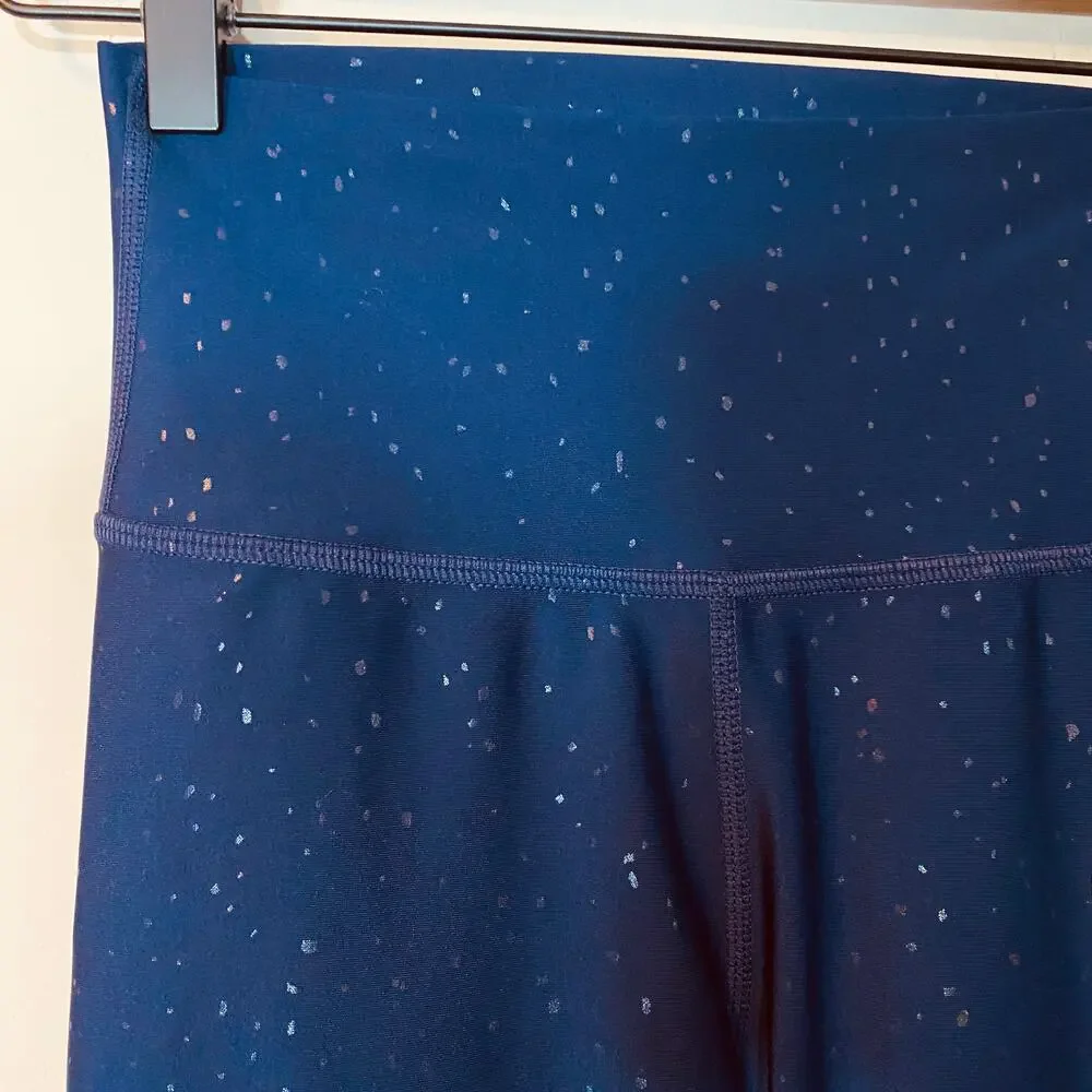 Peloton Show Up Sparkle Shiny Flex Cycling Leggings Blue Silver Speckle Sz S